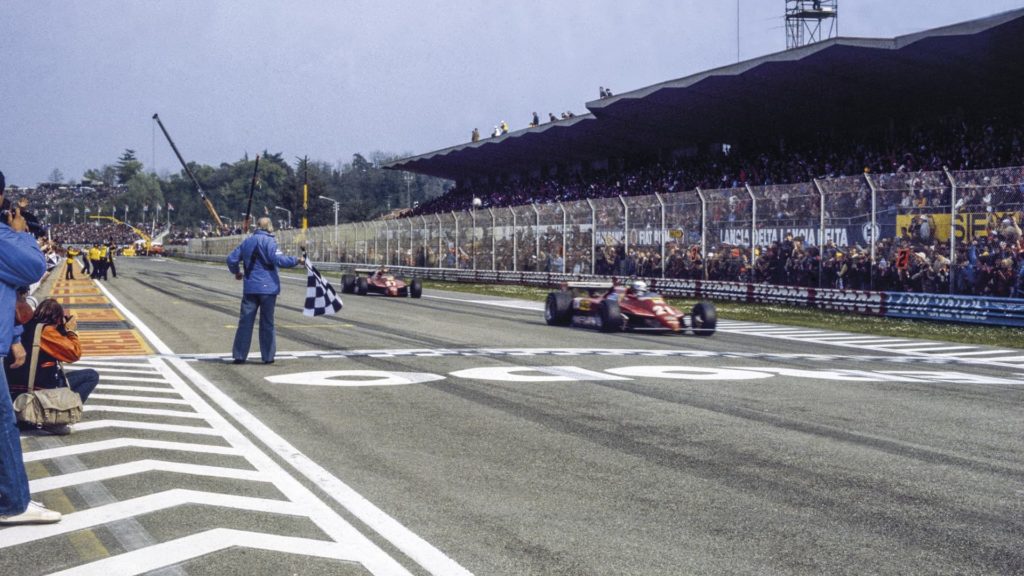 Imola 1982 - Pironi precede Villeneuve sulla linea del traguardo